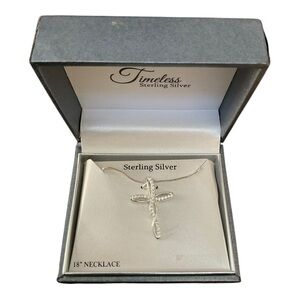 Timeless Sterling Silver Infinity Cross Pendant Necklace 18”